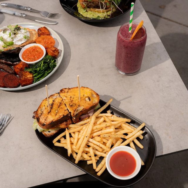 Secret Grounds wagyu beef burger with fries